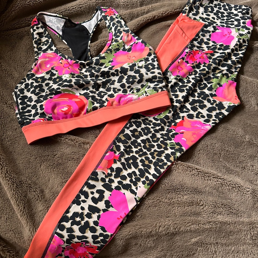 LuLaRoe Pink and Orange Patterned Activewear